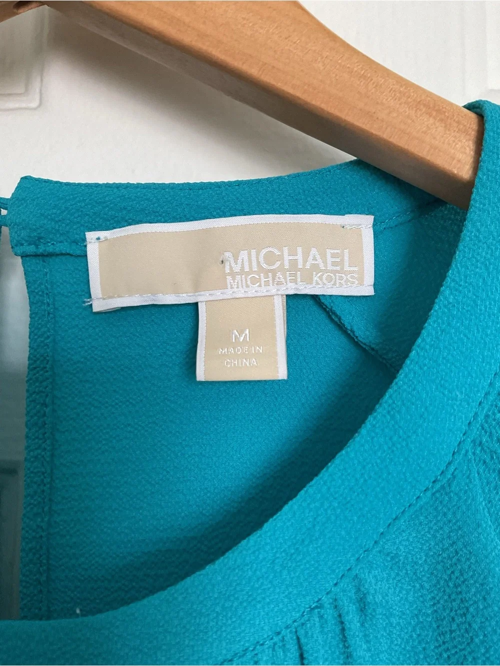 Michael Kors Teal Keyhole Long-Sleeve Blouse - Picture 4 of 4